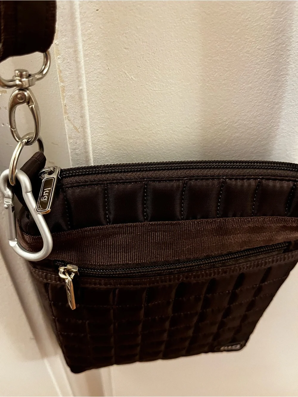lug Quilted Crossbody Bag in Espresso Brown